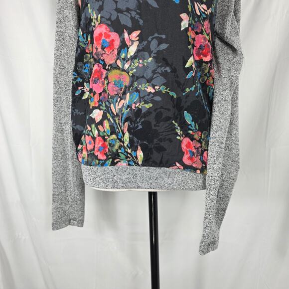 KUT From The Kloth Top Women XS Black Gray Floral Raglan Long Sleeve Casual - Picture 4 of 9